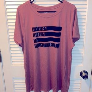 TORRID Classic Fit  “Every Body Is Beautiful” Rose Colored Tee